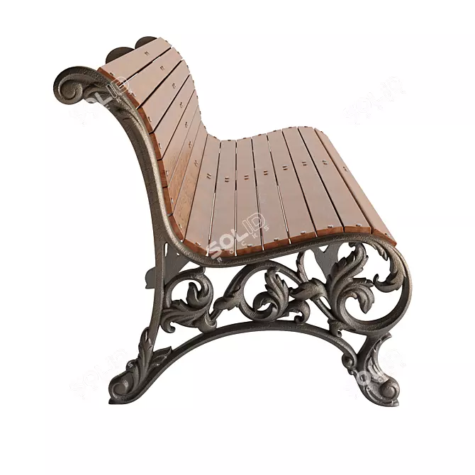 City Bench with Ornamental Details 3D model image 5