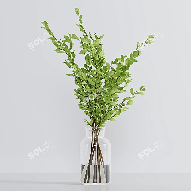 Botanical Style Decorative Branches 3D model image 2