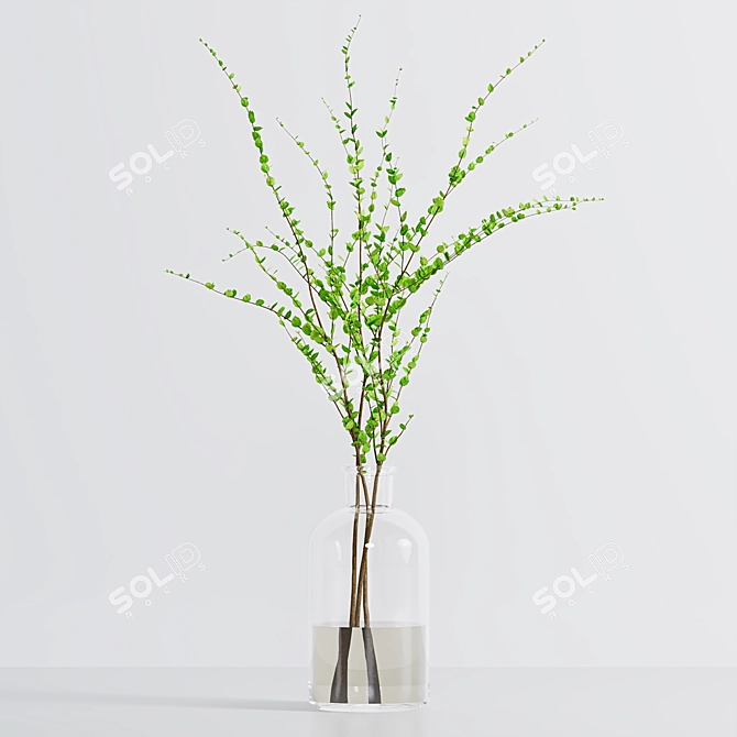 Botanical Style Decorative Branches 3D model image 4