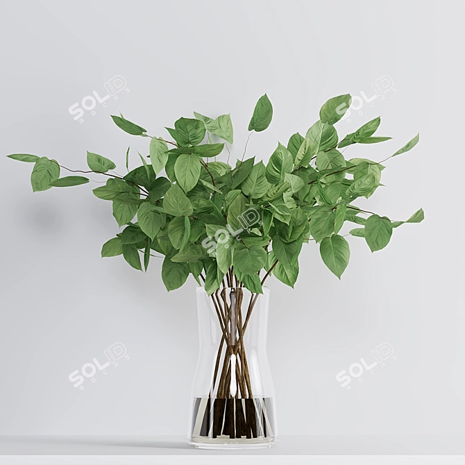 Botanical Style Decorative Branches 3D model image 5