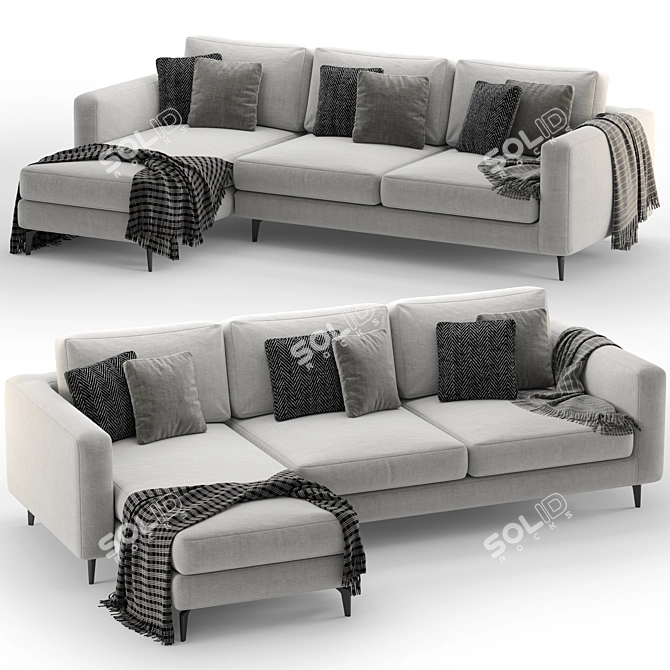 Luxury Modern Corner Sofa Set 3D model image 1
