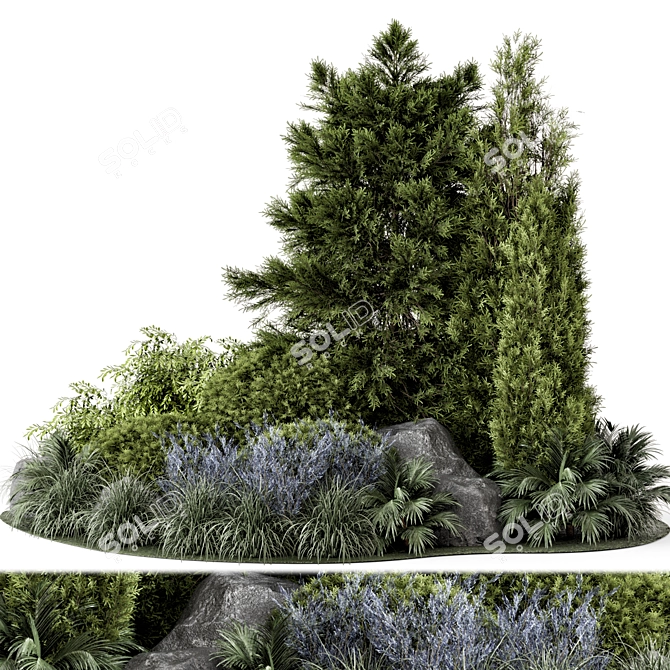 Garden Set 946 Bush Tree 3D model image 1