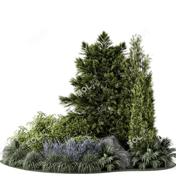 Garden Set 946 Bush Tree 3D model image 5