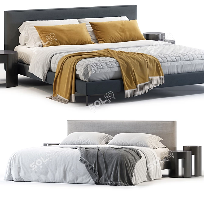  Premium Meridiani Stone Bed 3D model image 1