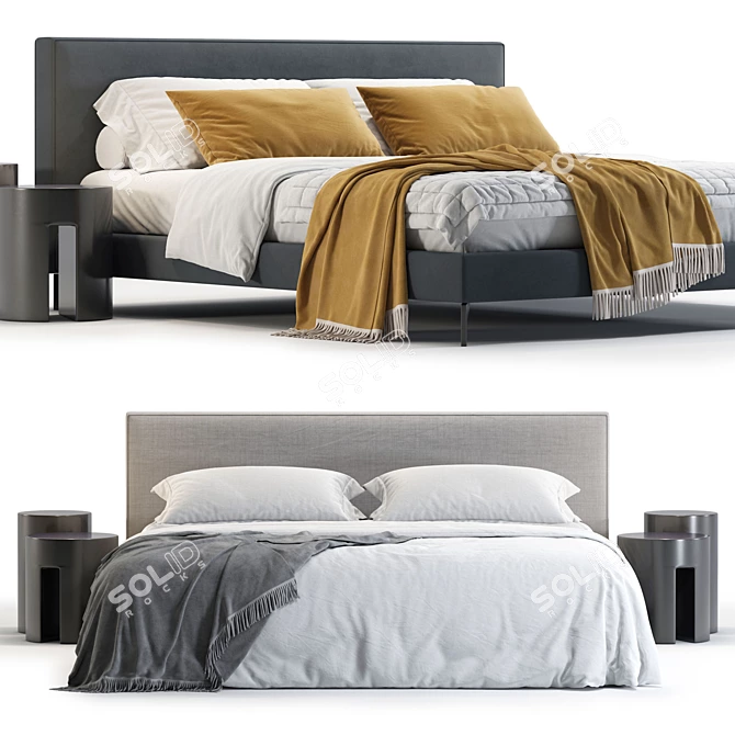  Premium Meridiani Stone Bed 3D model image 3