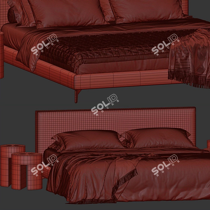  Premium Meridiani Stone Bed 3D model image 6