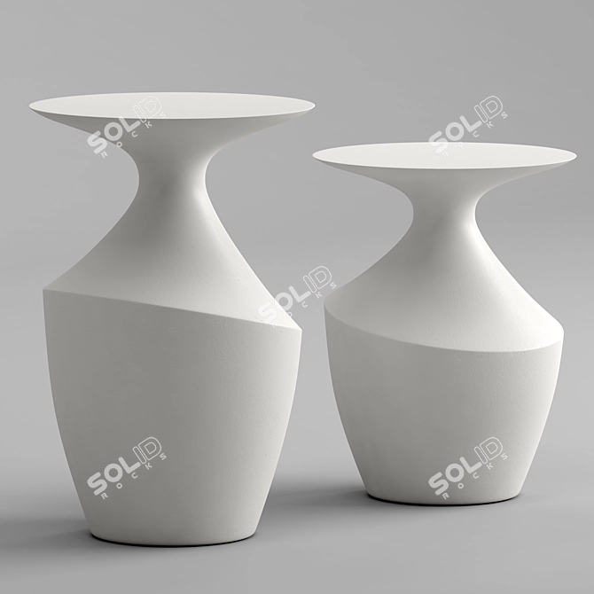 Handcrafted Stone Indoor/Outdoor Side Table 3D model image 2