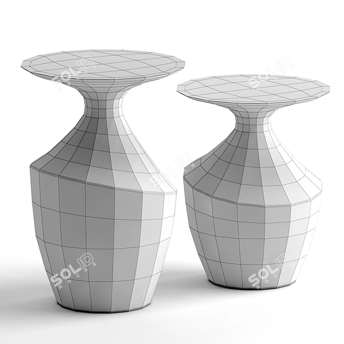 Handcrafted Stone Indoor/Outdoor Side Table 3D model image 6