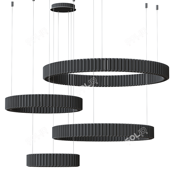 Contemporary Bertolda 4 Rings Pendant 3D model image 2