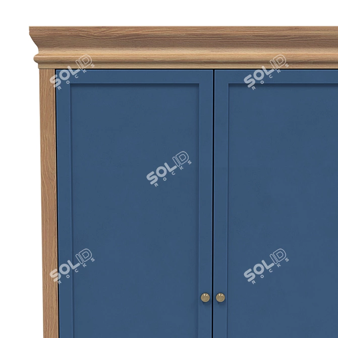 Jules Verne Three-Door Birch and Ash Wardrobe 3D model image 4