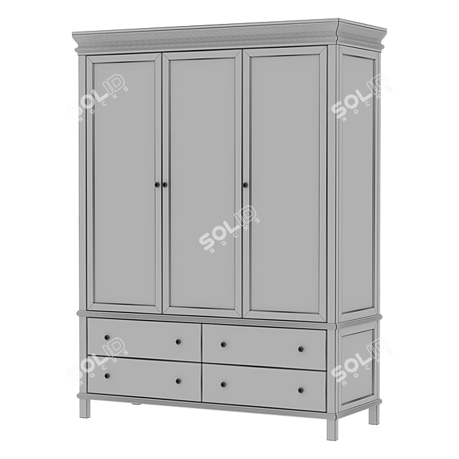 Jules Verne Three-Door Birch and Ash Wardrobe 3D model image 6