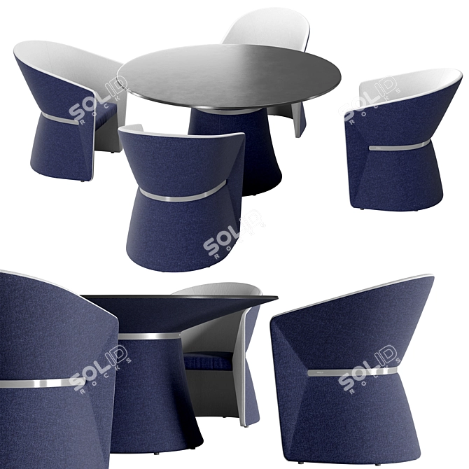 Sculptural Luxury Italian Dining Set 3D model image 1