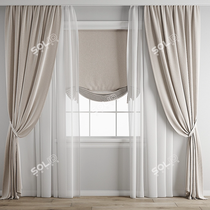 Polygonal Curtain Model Set 3D model image 1