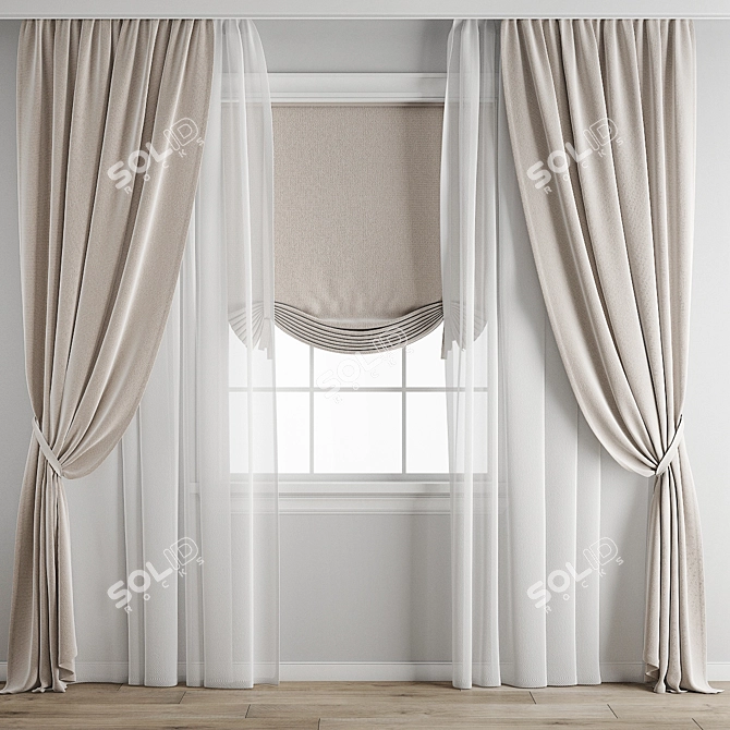 Polygonal Curtain Model Set 3D model image 4