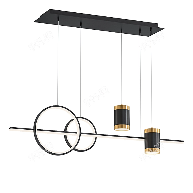  Geometric Black Kitchen Pendant Light 3D model image 1