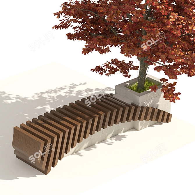 3D Model Bench Kousa Tree 3D model image 2