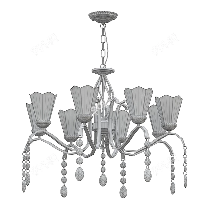 Crystal Tiffany Cone Chandelier Lights 3D model image 2