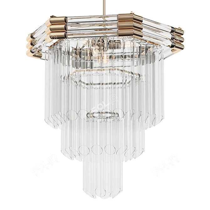 Elegant 1980s Crystal Chandelier 3D model image 1