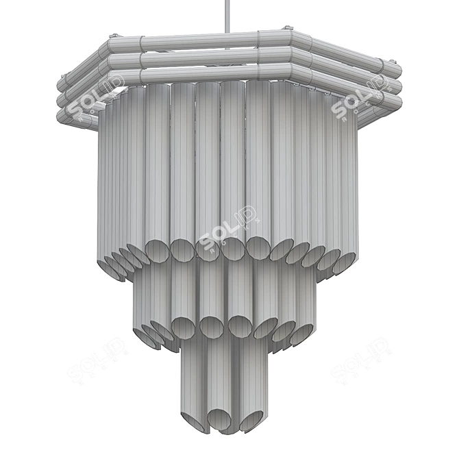 Elegant 1980s Crystal Chandelier 3D model image 2