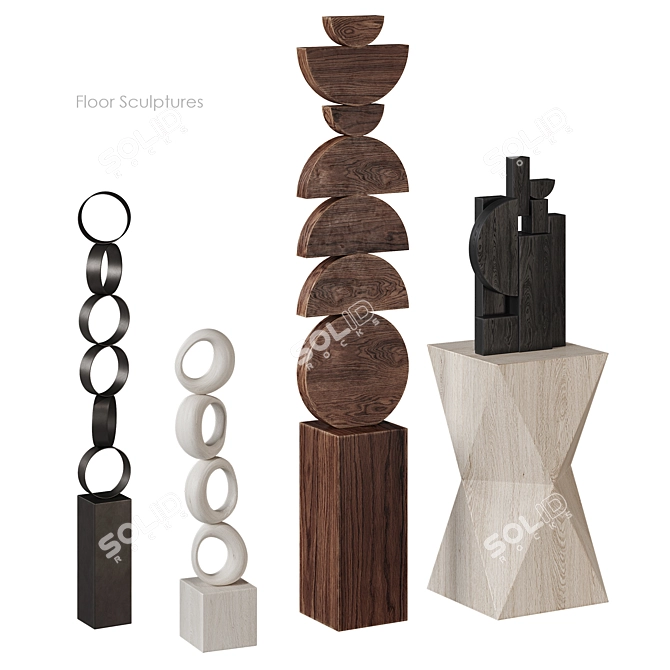 Modern Floor Sculptures Collection 3D model image 1