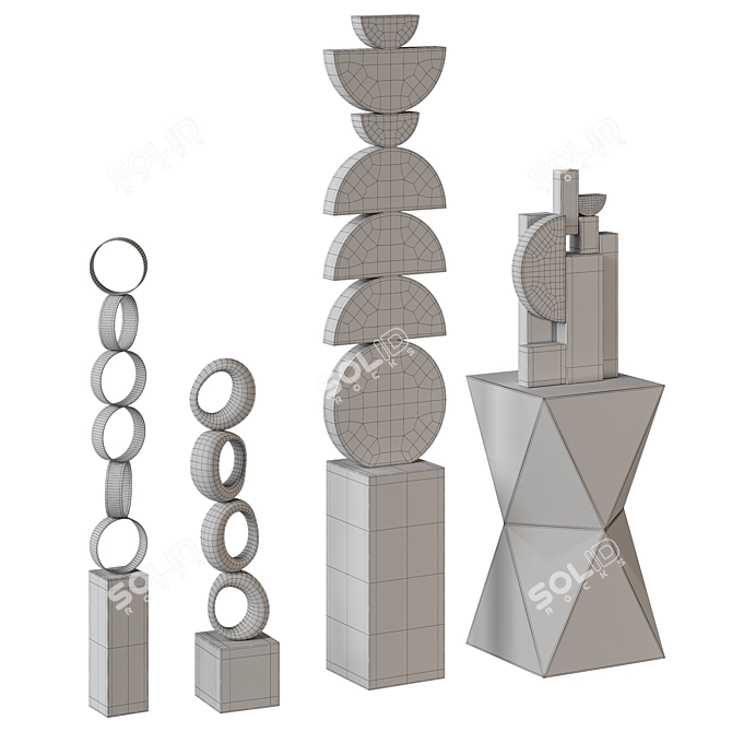Modern Floor Sculptures Collection 3D model image 3