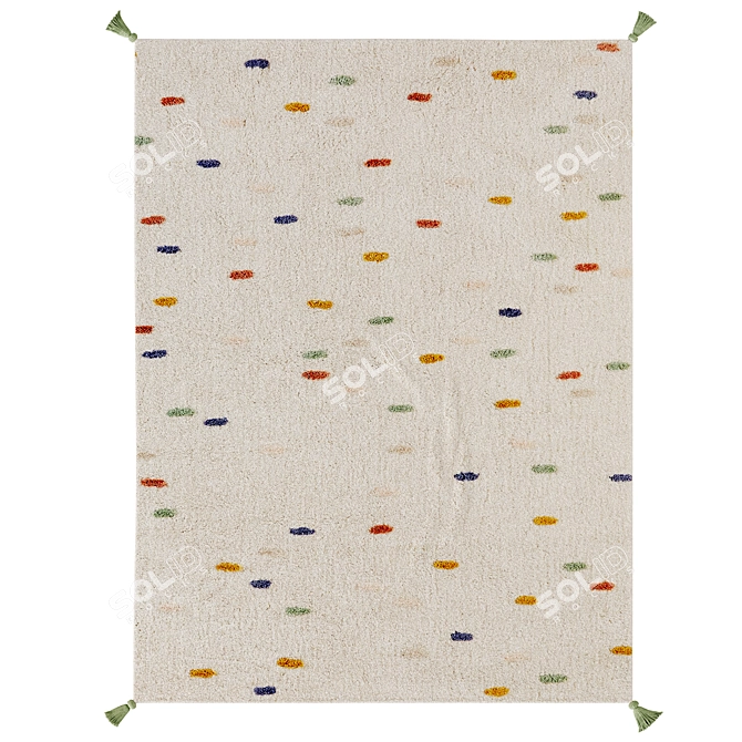 Colorful Polka Dot Cotton Rug 3D model image 1