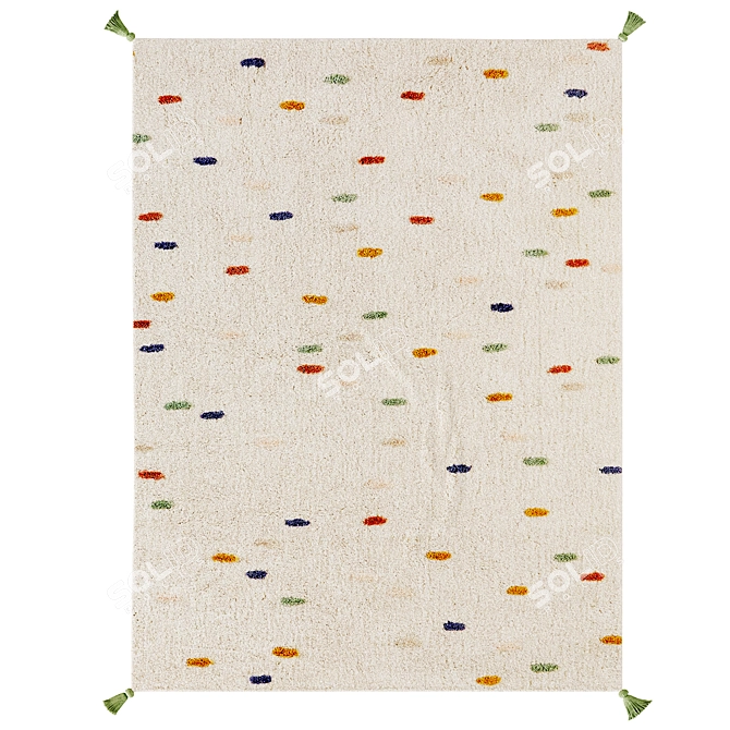 Colorful Polka Dot Cotton Rug 3D model image 3