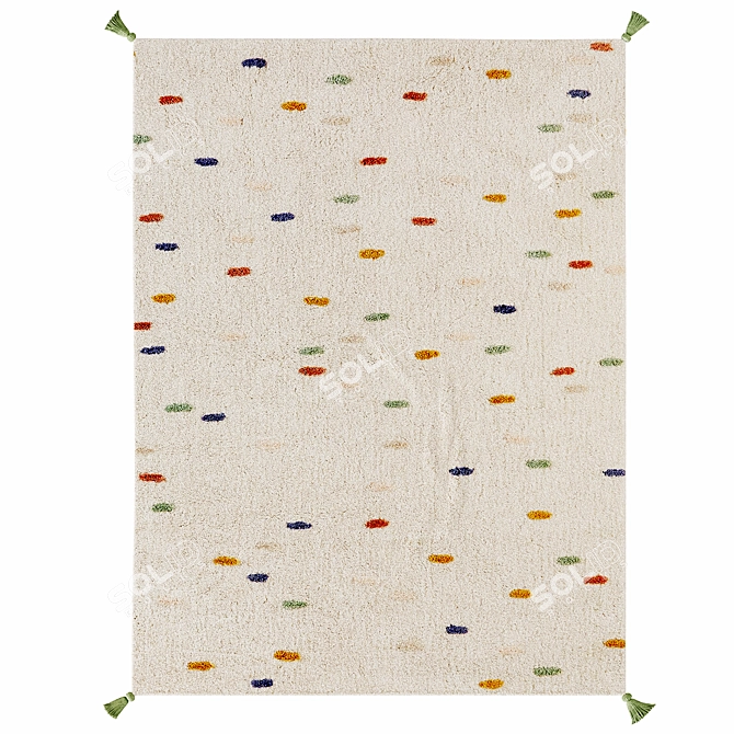 Colorful Polka Dot Cotton Rug 3D model image 4