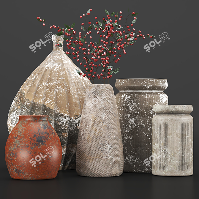 Rustic Concrete Vase Vol2 Unwrapped 3D model image 1