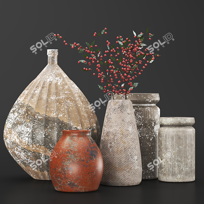 Rustic Concrete Vase Vol2 Unwrapped 3D model image 2