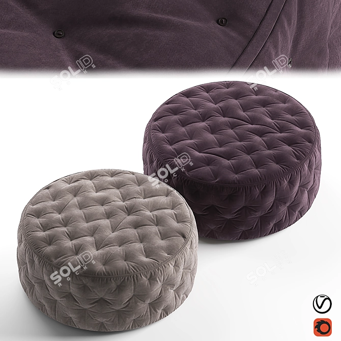 Versatile Miller Quilted Poufs 3D model image 1