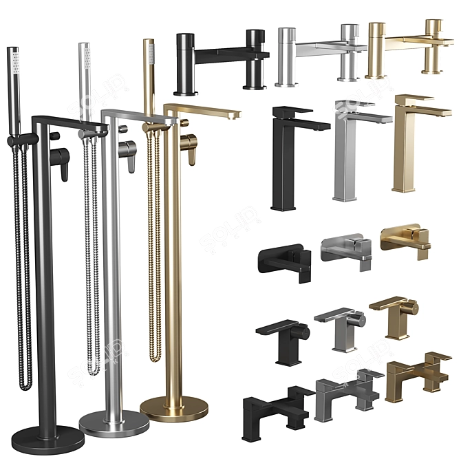 Modern Toreno Bath Set Display 3D model image 1