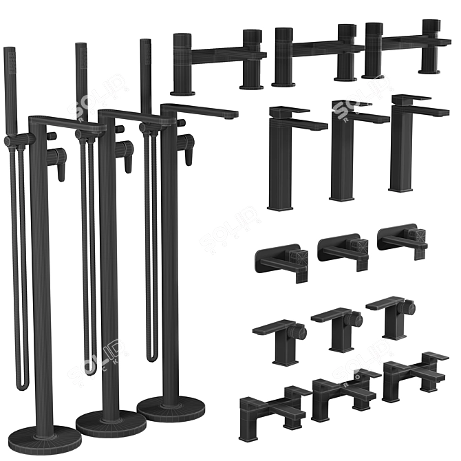 Modern Toreno Bath Set Display 3D model image 2