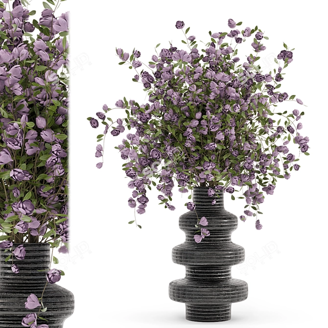 Concrete Pot Plant Bouquet Set 3D model image 1