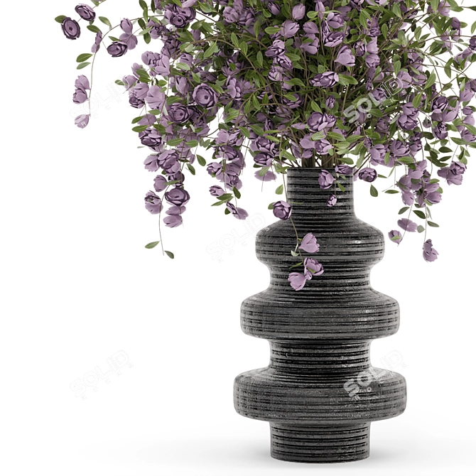 Concrete Pot Plant Bouquet Set 3D model image 2