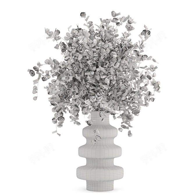 Concrete Pot Plant Bouquet Set 3D model image 5