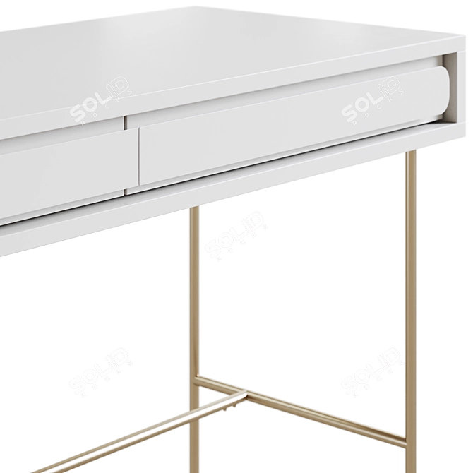 White Lacquer Gemini Desk West Elm 3D model image 3