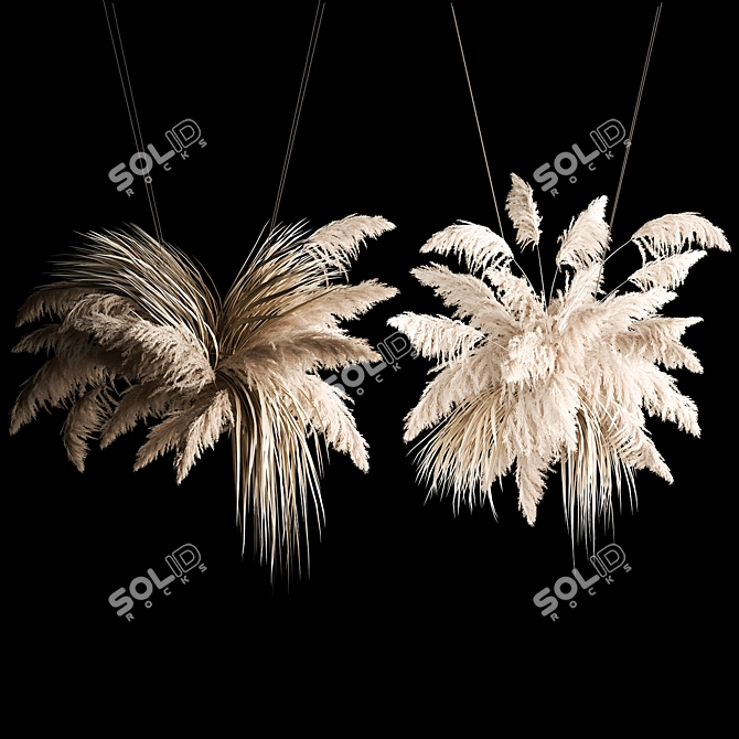 White Pampas Grass Hanging Bouquet 3D model image 1