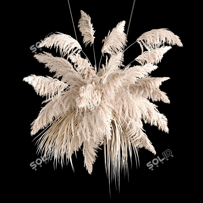 White Pampas Grass Hanging Bouquet 3D model image 3