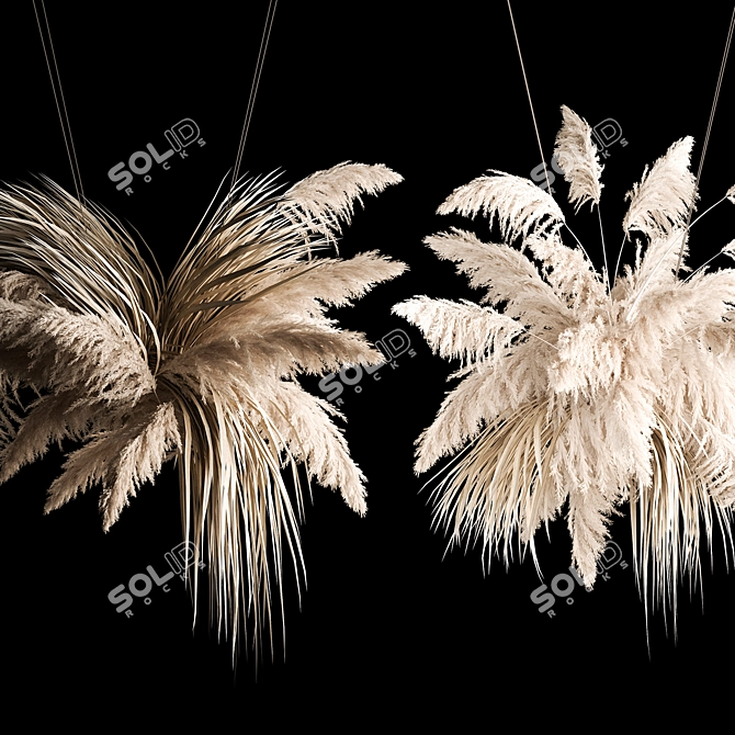 White Pampas Grass Hanging Bouquet 3D model image 4