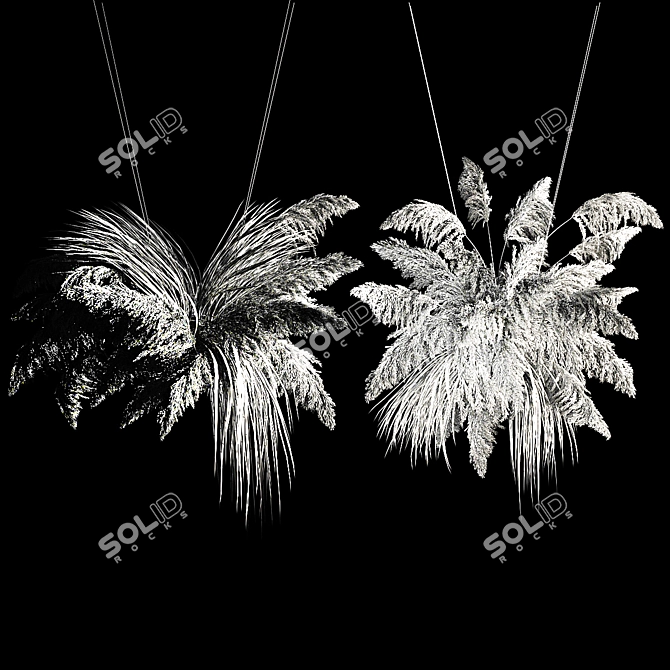 White Pampas Grass Hanging Bouquet 3D model image 6