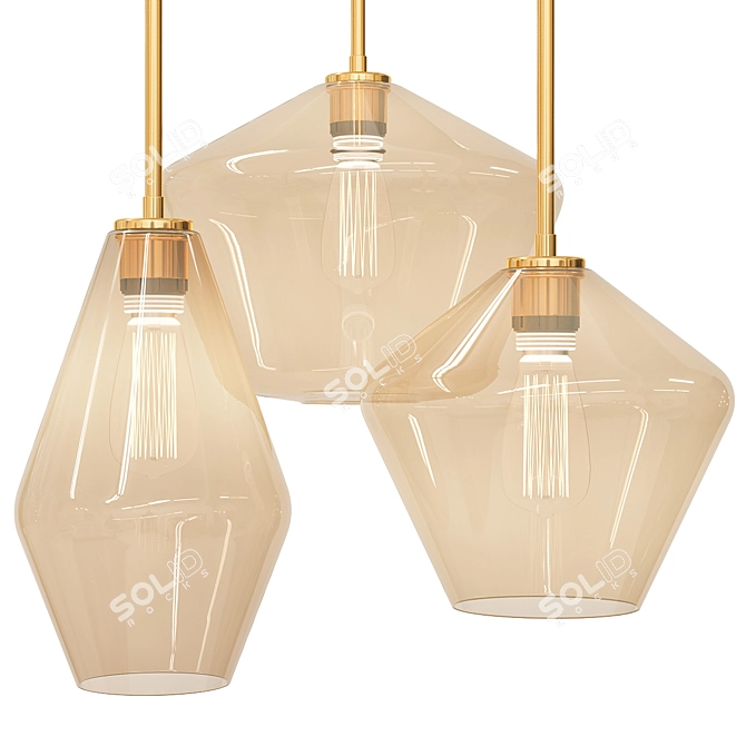 Sleek Glass Pendant Lighting Fixture 3D model image 1