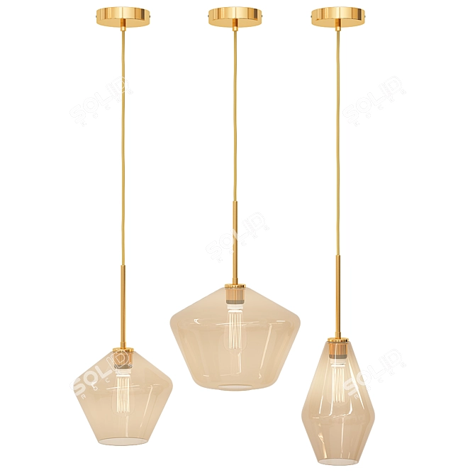 Sleek Glass Pendant Lighting Fixture 3D model image 2