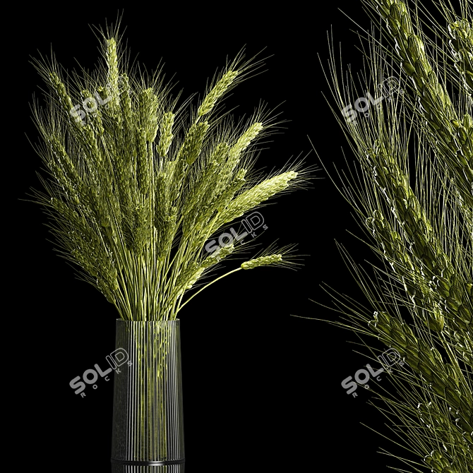  Green Wheat Spikelet Vase 3D model image 1