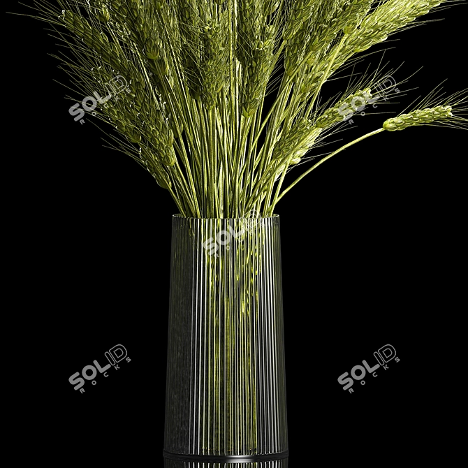  Green Wheat Spikelet Vase 3D model image 3