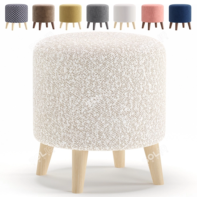 Plidi 8-Color Pouf Ottoman 3D model image 1