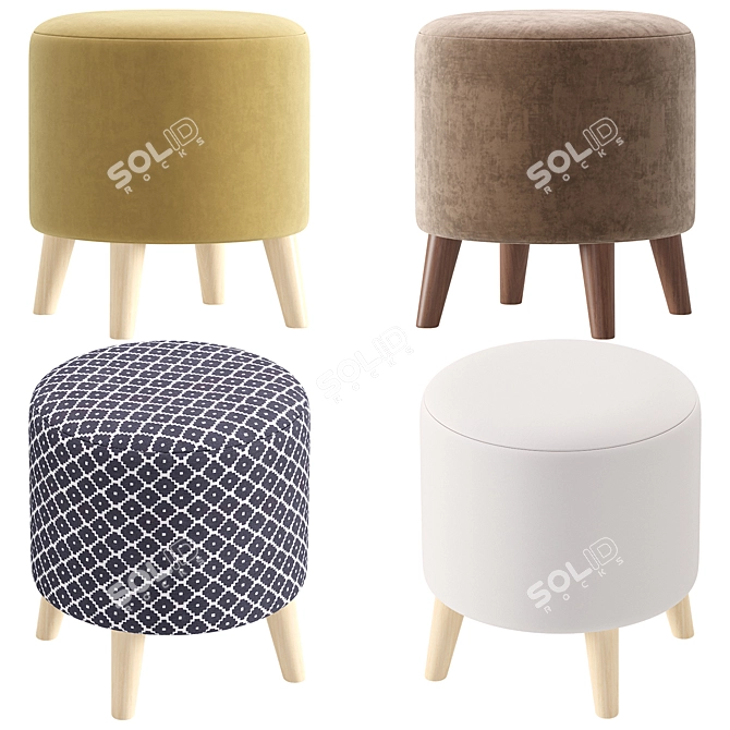 Plidi 8-Color Pouf Ottoman 3D model image 2