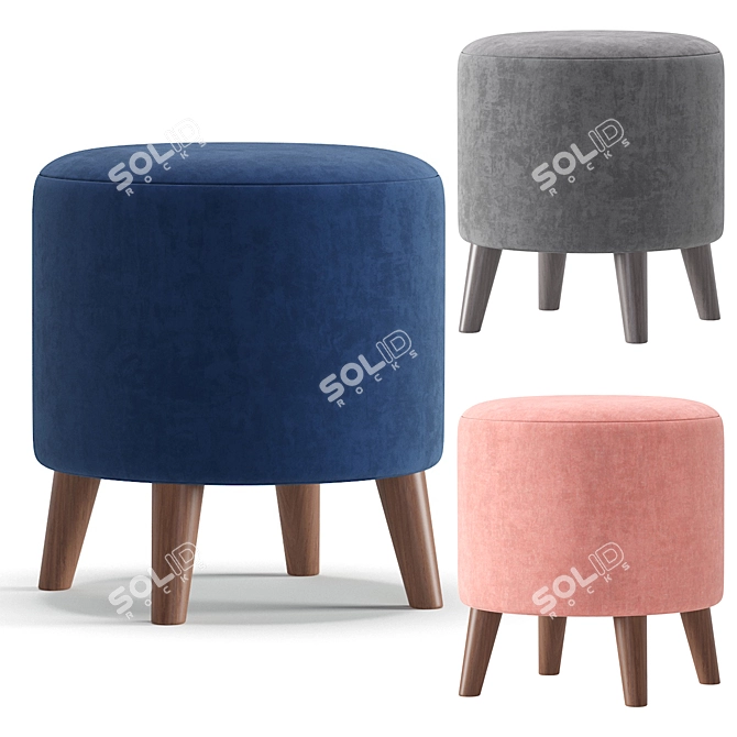 Plidi 8-Color Pouf Ottoman 3D model image 3