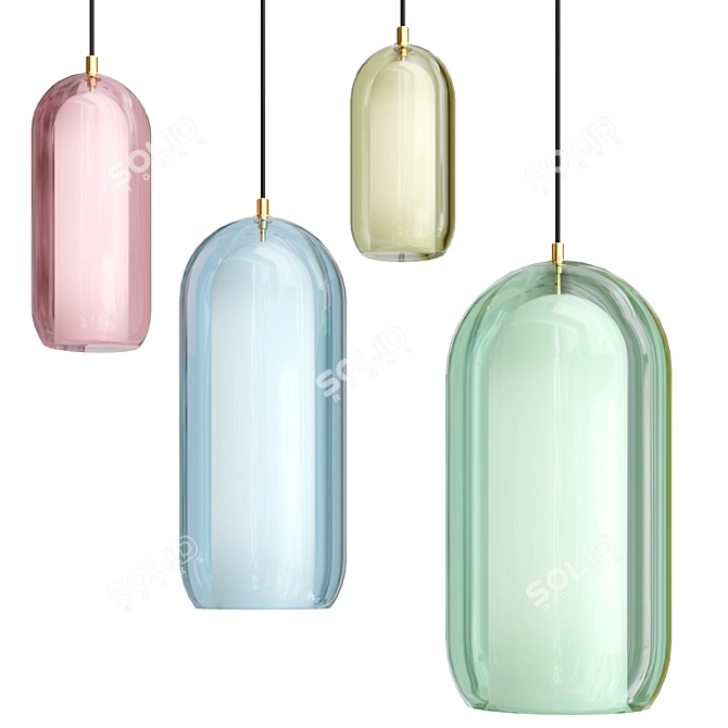 Modern Blown Glass Pendant Lamp 3D model image 1