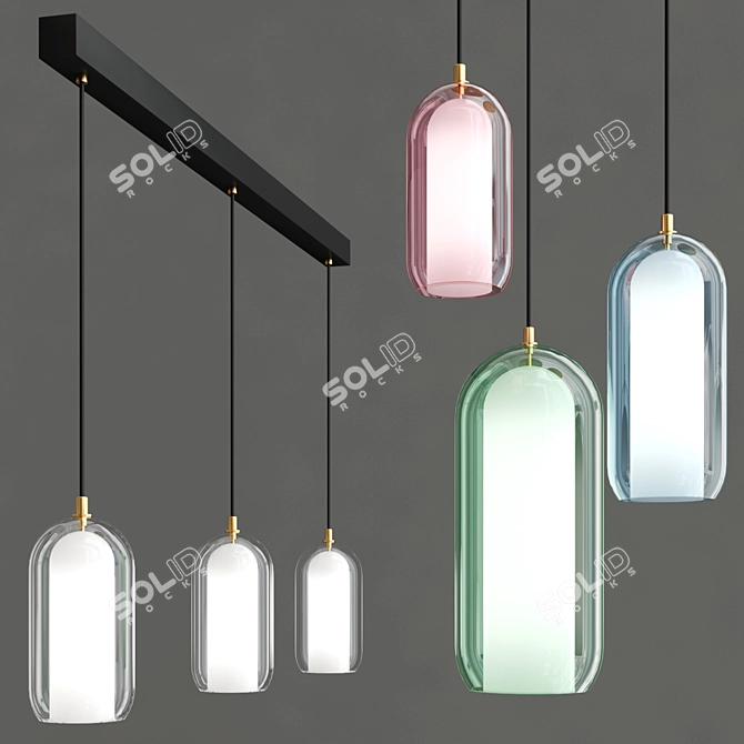 Modern Blown Glass Pendant Lamp 3D model image 3